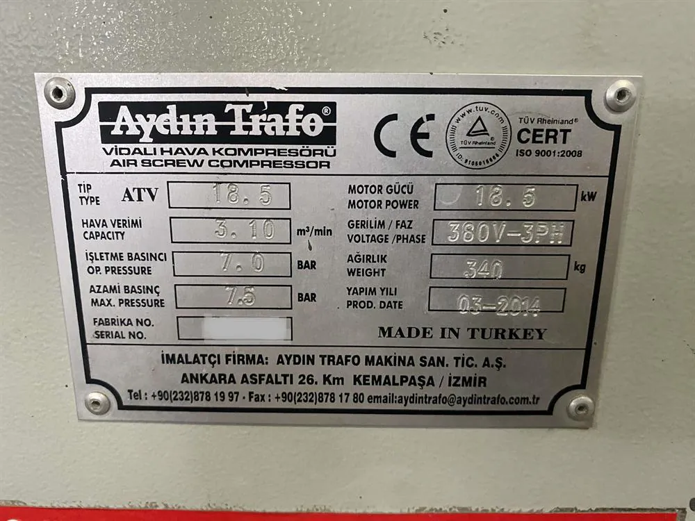 Aydın Trafo Vidalı Kompresör (2014) — 5/6